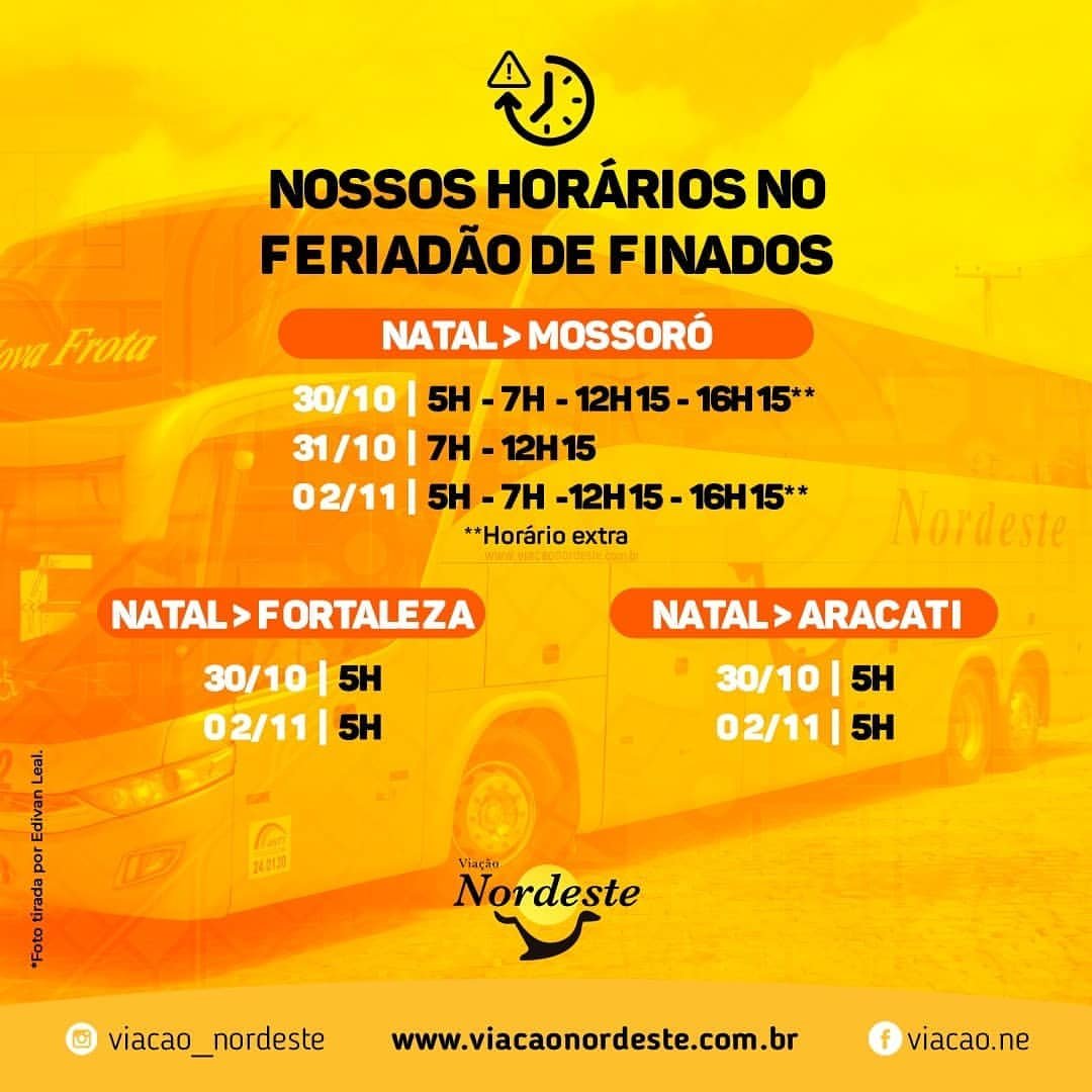 Nordeste divulga os seus horários para o feriadão 1 WhatsApp Image 2020 10 30 at 20.09.42