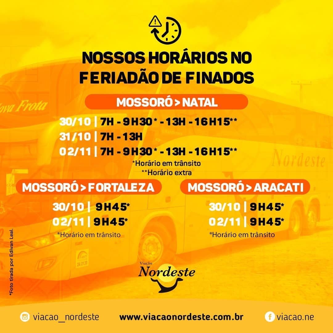 Nordeste divulga os seus horários para o feriadão 5 WhatsApp Image 2020 10 30 at 20.09.43