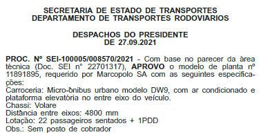 Detro-RJ aprova planta do Volare DW9 e autoriza empresas a prestarem serviço de fretamento 2 Volare