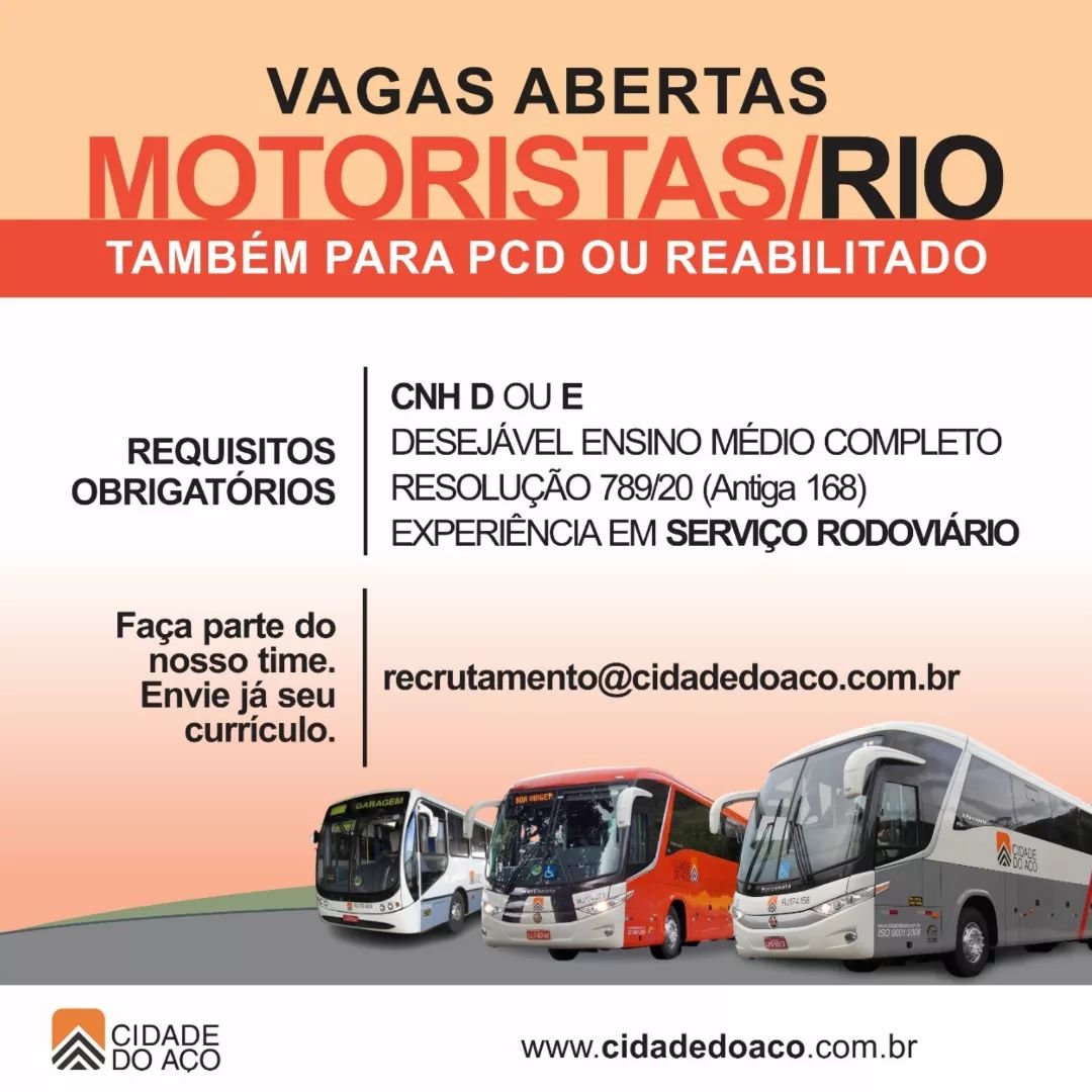 Viação Cidade Do Aço Está Contratando Motoristas Rodoviários Para A ...