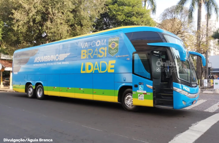Águia Branca apresenta o primeiro ônibus do Comitê Olímpico Brasil: “Vai com tudo Brasil!”