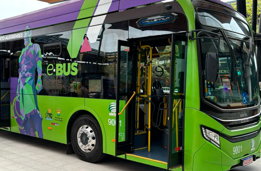 Caio apresenta ônibus urbano elétrico 100% brasileiro no evento C-Move Sul, em Florianópolis (SC)