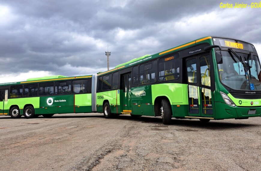 Goiás recebe o seu segundo ônibus elétrico ‘super articulado’ de 23 metros