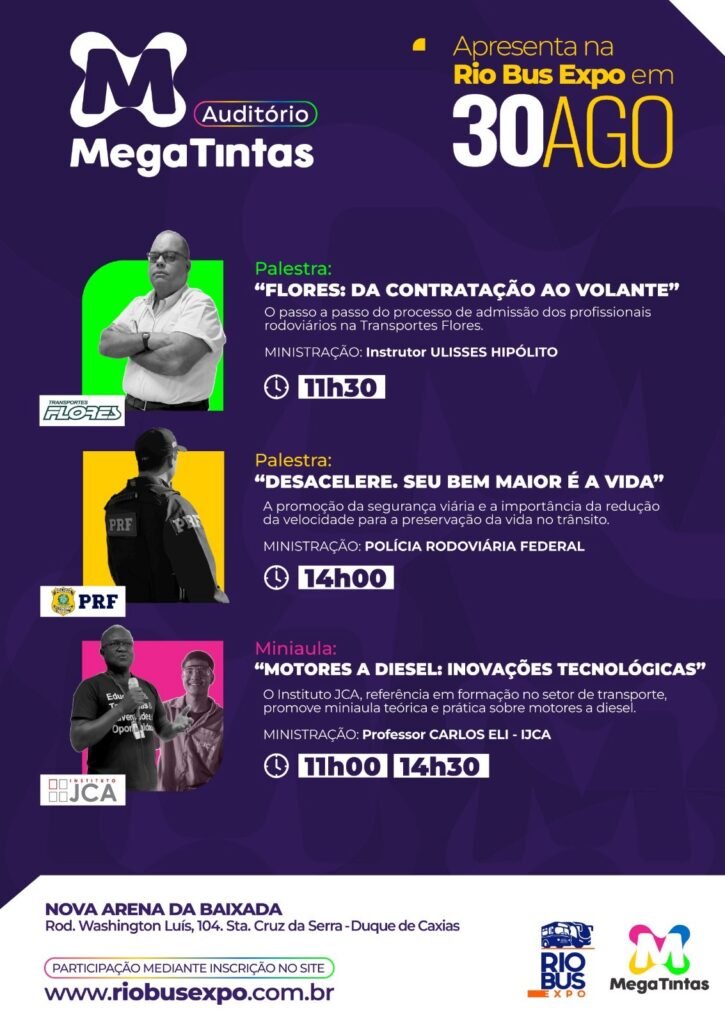 Auditório Mega Tintas traz palestras e miniaulas exclusivas na Rio Bus Expo 2025 1 Rio Bus Expo 2025