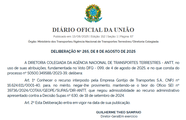 ANTT rejeita recursos da Gontijo e mantém autorizações para cinco empresas operarem novos mercados interestaduais 2 ANTT