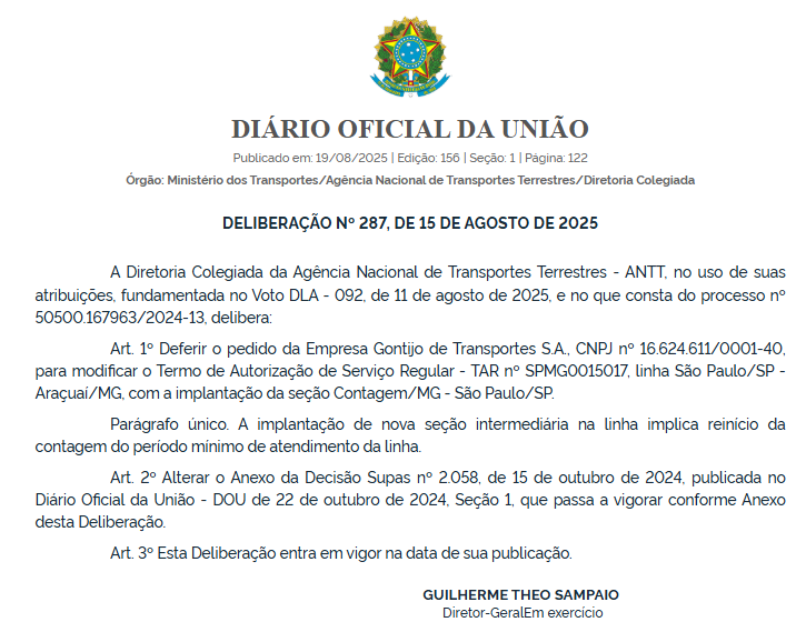 ANTT autoriza inclusão de nova seção na linha São Paulo–Araçuaí operada pela Gontijo 1 ANTT