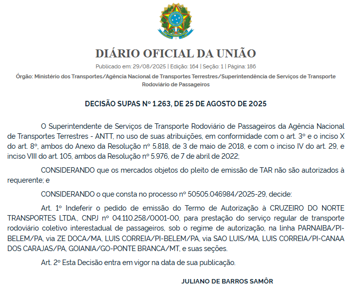 ANTT nega pedido da Cruzeiro do Norte para operar novas linhas interestaduais 1 ANTT