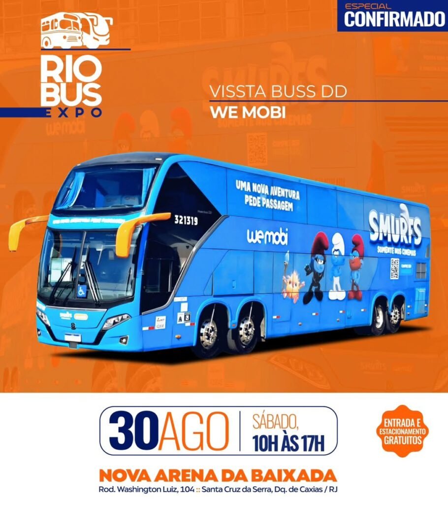 Ônibus temático dos Smurfs da Wemobi é atração confirmada na Rio Bus Expo 2025 1 Rio Bus Expo 2025