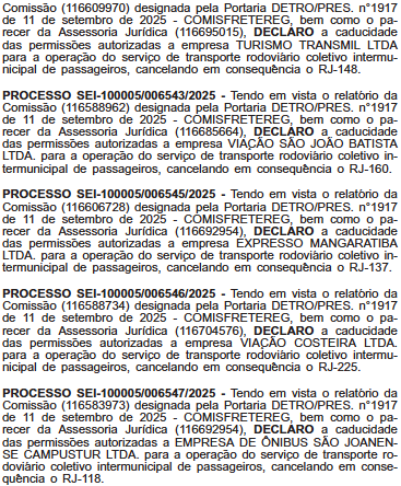 DETRO-RJ declara caducidade de nove permissões intermunicipais que já estavam inativas 3 Captura de tela 2025 10 21 104353