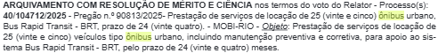 Prefeitura do Rio arquiva pregão anterior, mas autoriza nova licitação para locação de ônibus de apoio ao BRT 2 Captura de tela 2026 02 09 232107