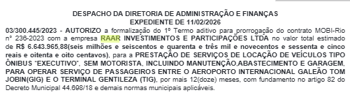 Mobi-Rio prorroga contrato de R$ 6,6 milhões para operação do BRT Executivo entre Terminal Gentileza e Galeão 2 Captura de tela 2026 02 21 093157