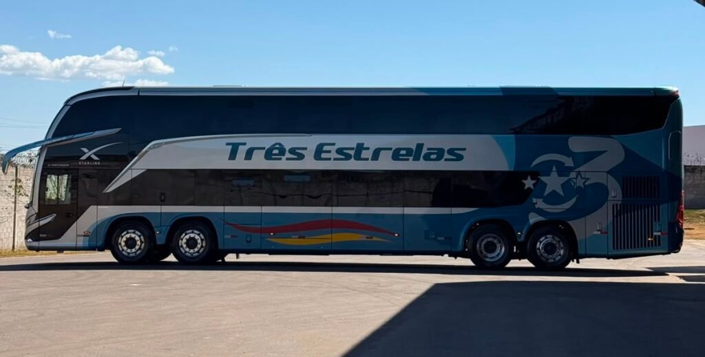 Três Estrelas adquire novos Marcopolo Paradiso G8 1800 DD Scania de 500 cv para reforçar operação entre Goiânia e São Paulo 1 Três Estrelas