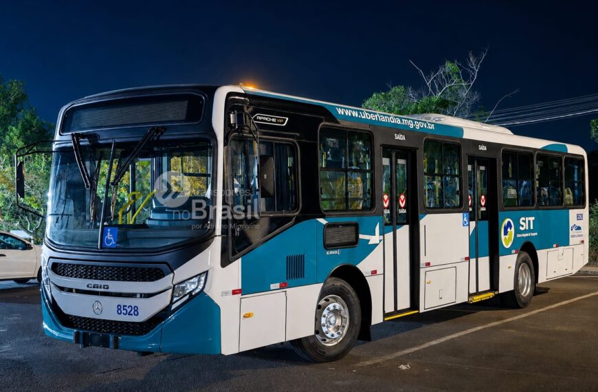 Novo ônibus Caio Apache Vip V da Autotrans com chassi Mercedes-Benz OF-1726L incorporado ao transporte público de Uberlândia